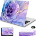 Mektron Case for MacBook Air 13 inch M1 A2337 A2179 A1932,Hard Cover 2018-2021 Air 13-inch with Touch ID, Exclusively Designed Protective Shell with Keyboard Skin+Screen Protector, Rose Marble