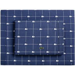 Lacoste Slice 100% Cotton Percale 3-Piece Sheet Set  Cool, Crisp, Matte, and Durable, Oeko-Tex Certified  Print, Vintage Indigo, Twin XL