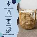 happimess Laurel Hand-Woven Abaca Storage Basket 19", Natural | Wicker Seagrass Container with Handles for Decoration, Laundry Room Entryway Hamper, 22 Pounds Capacity, Braided Accents