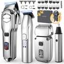 Jack & Rose Hair Clippers for Men Set Professional, Cordless Men Hair Trimmer, Electric Shavers, Barber kit, 4 in 1,LED Display, for Nose, Body, Bald Head