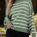 Dokotoo Oversized Womens Sweater 2025 Fall Winter Striped Sweaters Casual Trendy Sweater (Green, XXL)