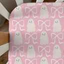 Halloween Spooky Pink Bows Baby Crib Sheets Cute Pastel Bows Soft Crib Sheet Spooky Season Fitted Crib Mattress Cover for Standard Crib and Toddler Mattresses 52"x28" (One size)