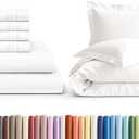 6 Piece Antique White Queen Bed Sheet Set with Duvet Cover - 21” Extra Deep Pockets - 1 Flat, 1 Fitted Sheet & 4 Pillowcases - Oeko-TEX - Ultra Soft & Wrinkle Free - Hotel Luxury Bedding - Easy-Care