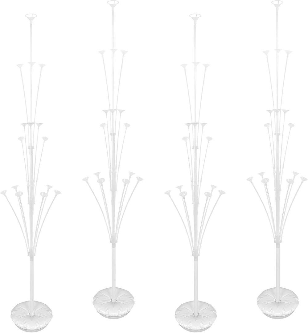 Aneco 4 Set Balloon Stand Kit for Floor, Balloon Tower Backdrop Decoration For Table, Sesame Street Party Decorations with Base Pole Water Bag for Wedding Baby Shower Birthday Party, Only White Stand