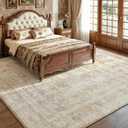 Beauoop 9x12 Washable Beige Neutral Vintage Large Area Rug for Living Room