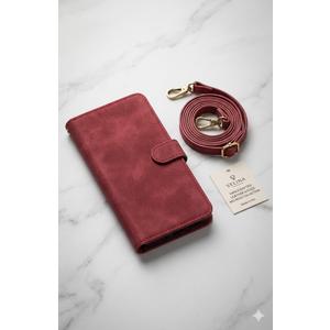 Asuwish Phone Case for TCL 40 XE 5G/40 X Zipper Wallet Magnetic Detachable Cell Cover with Tempered Glass Screen Protector Crossbody Strap Flip Card Holder 40XE5G 40XE EX T609DL 40X T609M Women Red