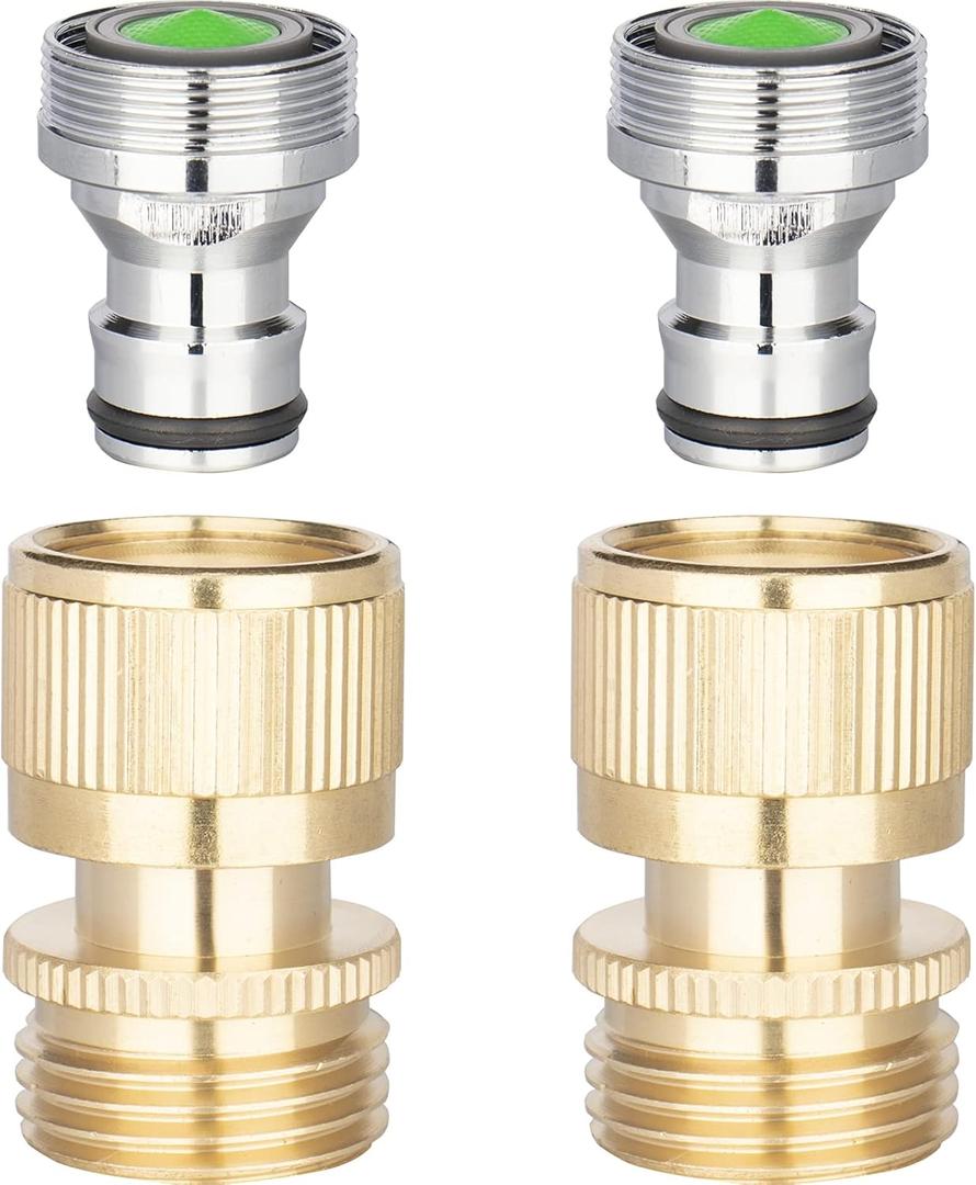 WHK Kitchen Quick Connect Faucet Adapter, Portable Bathroom Sink Faucet Snap Adapter to Garden Hose 15/16 In.-27M or 55/64 In.-27F x3/4 inch GHT Female for Washer, Indoor Sink (2 Packs)