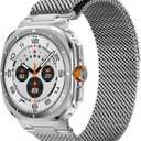 Rugged Stainless Steel Milanese Loop Compatible for Galaxy Watch Ultra 47mm/Watch 8/8 Classic, Strong Magnetic Clasp Metal Strap for Men Women, Adjustable Milanese Mesh Band for Galaxy Watch Ultra Bands/Galaxy Watch 8 Band