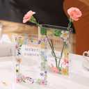 Book Vase, Acrylic Book Vase for Flowers, Book Flower Vase Clear, Small Book Shaped Vase, Clear Book Vases, Modern Decorative Vases for Home, Bedroom, Living Room, Office, Set of 2