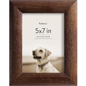 Rustic Wooden 5x7 Picture Frame, Solid Pine 5x7 Photo Frame with HD Plexiglass Set, Natural Brushed Wood for Table Mounting Photo Frame,Walnut