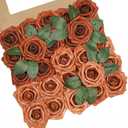 Artificial Flowers, 25pcs Artificial Rose for DIY Wedding Bouquets Centerpieces Arrangements, Shades of Terracotta Foam Roses with Stem for Bridal Shower Party Home Decorations