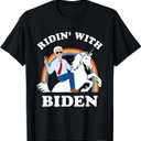 Unicorn Ridin' with Biden Funny Joe Biden T-Shirt, Large