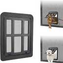NAMSAN Cat Screen Door, Flap Opening 8.3 x 10.3 inches, Doggie Door for Screen Door, Window Cat Door Magnetic Self-Closing, Cat Door for Sliding Door, Lockable, Black