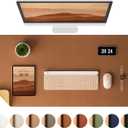 Aothia Double-Sided Desk Pad, Leather Desk Mat, Eco Cork Desk Pad Protector, Large Mouse Pad, Waterproof Desk Blotter Protector for Office/Home (25.6"x13.7", Brown)