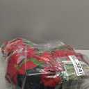 Christmas Cemetery Flowers for Grave: 2 Pcs Artificial 24 Heads Large Red Velvet Poinsettia Bouquets with Vases for Outdoor Grave Decorations