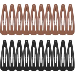 WILLBOND 30 Pieces 3.1 Inch Large Metal Snap Hair Clips Nonslip Barrettes Women Hair Accessories (Brown and Black)