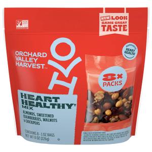 Orchard Valley Harvest Heart Healthy Blend, 1 Ounce Bags (Pack of 5), Almonds, Cranberries, Walnuts, and Chickpeas, Gluten Free, Non-GMO, No Artificial Ingredients, Healthy Snacks for Adults, Best By 08/06/25