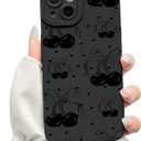 NITITOP Compatible with iPhone 13 Mini Case Cute Cherry Bow Ribbon Pattern for Girls Women Soft TPU Durable Full Camera Lens Shockproof Protective Cover - Black