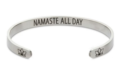 Zodaca Inspirational Wrist Cuff Bracelet for Women, Namaste All Day (2.6x2 In)