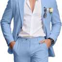 Linen Mens 2 Pieces Suit Retro Casual Slim Fit Suits Linen Beach Prom Dress Tux Set Wedding Groom Men Jacket Blazer Pant M
