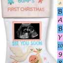 Heart's Sign Pregnancy Christmas Ultrasound Frame Stocking - Unique Christmas Gender Reveal Stocking | Baby on The Way Xmas 2025 Sonogram Frame | Gender Reveal Ideas