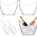 3 Pcs Ice Bucket, 4 Liter Champagne Wine Bucket with Scoops, Beer Buckets Beverage Bin Clear Acrylic Storage Tub for Wine Champagne or Beer Bottles Bar Supplies