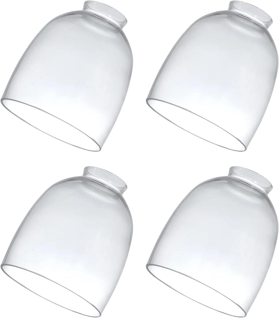 4 Pack Clear Glass Shades, Replacement Glass Globes for Ceiling Fan Light Fixtures, 2-1/8" Fitter, 4.76 inch Diameter, High Transmittance Lampshade for Chandelier, Pendant Light, Wall Sconces Series