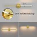 40Inch Hardwired Gold Wall Sconces Set of Two,360 Rotate Modern Linear Wall Light 30W Gold Vanity Light 3000K for Bathroom, Living Room(2 Pack)