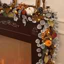 Fall Garland for Mantle, 6 Ft Fall Garland with Lights, Autumn Leaves Garland with Pumpkin Thanksgiving Table Centerpiece, Fall Decorations for Home Porch Indoor Outdoor Halloween Harvest