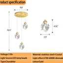 Gold Pendant Light Dimmable LED 3-Light Modern Pendant Light Kitchen Island Dining Room Bar, 3-Lights, Gold