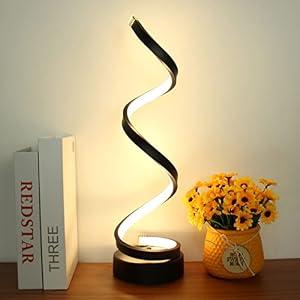  BESKETIE Modern Spiral Table Lamp, Dimmable Table Lamps for Bedroom, 12W LED Desk Lamps for Living Room, 3 Colors 10 Brightness Bedside Lamps Nightstand Lamp Desk Light for Nightstand, Office - Black