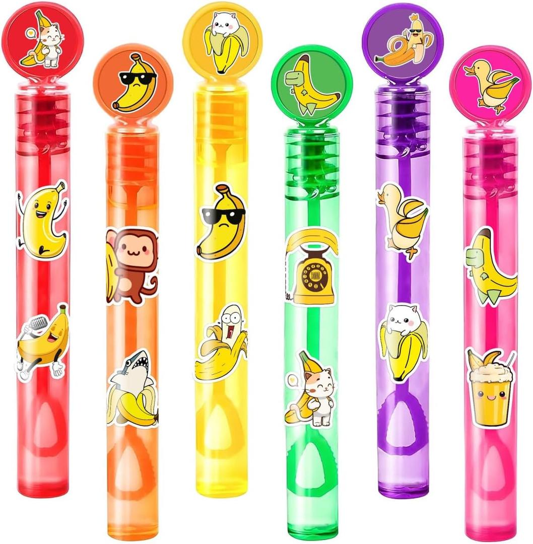 Banana Party Favors for Kids  24PCS Fruit-Themed Mini Bubble Wands, Great for Birthday Supplies, Pinata Fillers, Goodie Bags & Classroom Rewards