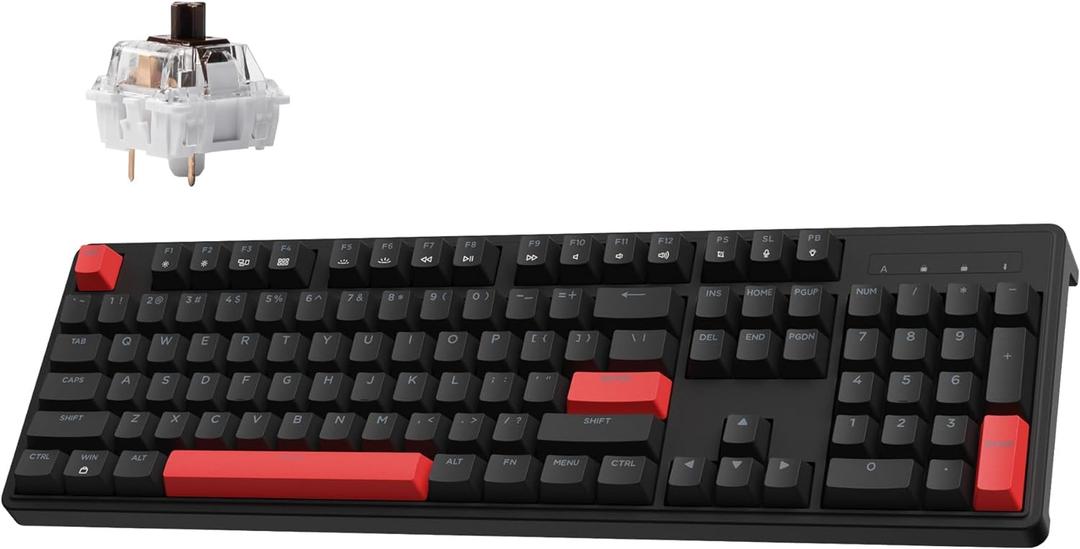 LEMOKEY X3 Wired Mechanical Gaming Keyboard, 100% Layout with QMK/VIA Programmable Keyboard, Brown SwitchRed Backlit for Windows