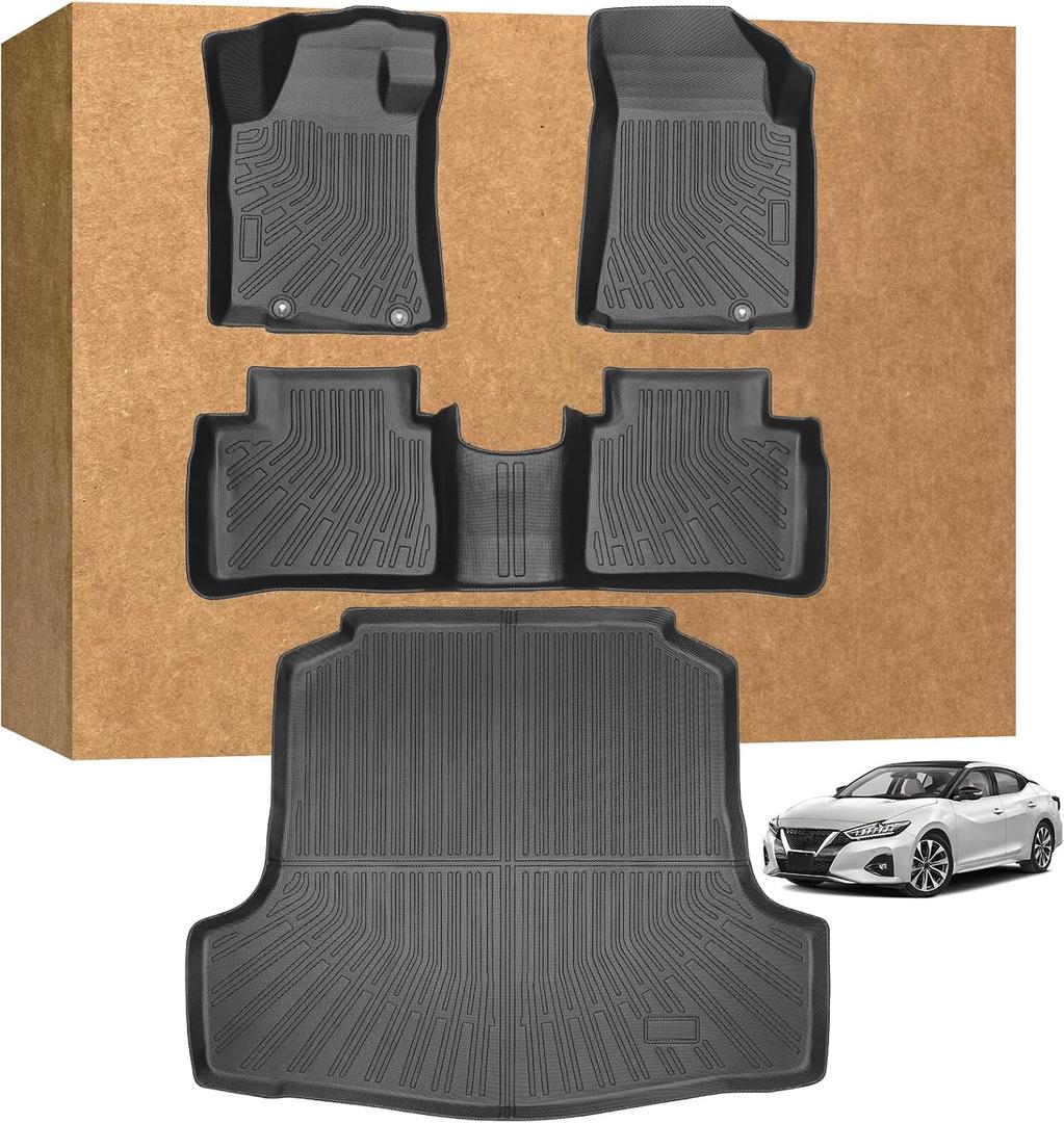 Floor Mats for Nissan Maxima 2016-2023 (for S/SL/SR/SV/Platinum), Heavy Duty TPE Waterproof Non-Slip All Weather Protection Custom, Floor Mats & Cargo Liner