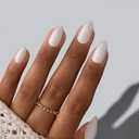 BTArtbox White Press On Nails Short - Soft Gel Press on Nails Almond, White Glue on Nails with Nail Glue, Reusable Stick on Nails in 16 Sizes, Cream Puff