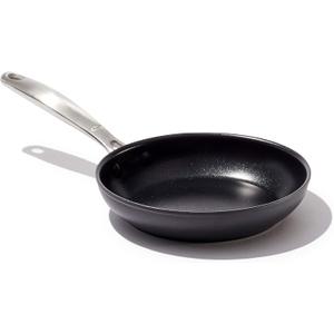 OXO Enhanced 8" Frying Pan Skillet, PFAS-Free Ceramic Nonstick, Durable Hard Anodized Cookware, Scratch Resistant, Stainless Steel Handle, Good Grips, Dishwasher Safe, Oven safe, Black