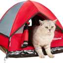 GDanes Cat House Portable Indoor/Outdoor Red Cat Tent for Cats and Small Dogs with Soft Pad