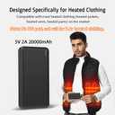 5V 2A 20000mah Heated Vest Heated Jacket Battery Pack Power Bank Rechargeable Battery for for Heated Vests Heated Jackets Heated Hoodies for Men Women(No DC Port, Not Suit for 7.4v)