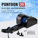 35 lbs Electric Anchor Winch, 12V Boat Anchor Winch-Marine Saltwater Anchor Windlass Kit with Remote Control & 100-feet of Pre-Wound Anchor Rope for Speedboats, Wench-Anchors - Complete Set Black