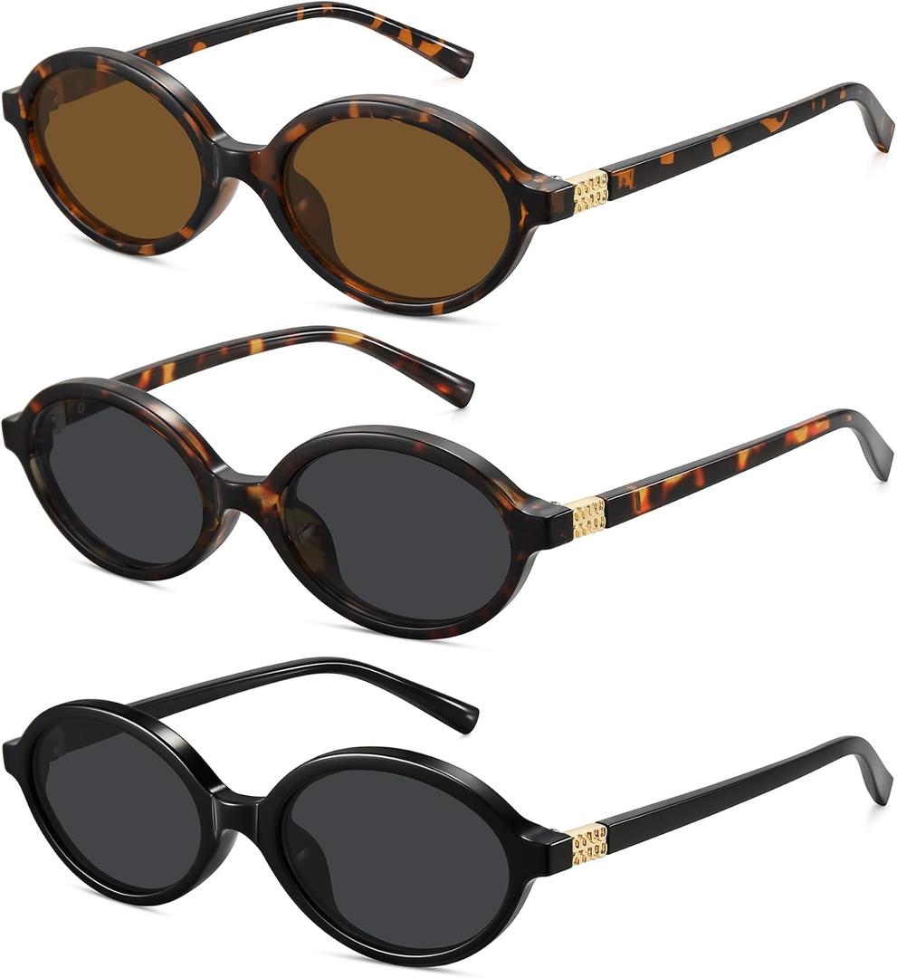 WOWSUN Retro Oval Sunglasses Womens Trendy Sun Glasses Sunnies UV400 Protection
