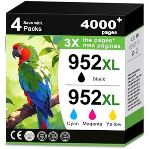 952XL Ink Cartridge Black and Color Combo Pack Replacement for HP 952XL 952 XL Ink Cartridge HP952 HP952XL for Officejet Pro 8710 7740 8720 8702 8210 8715 8730 7720 8740 Printers (BK/C/M/Y,4 Pack)