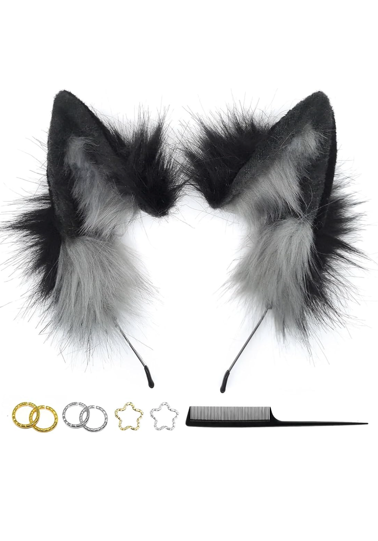Cat Wolf Fox Dog Ears Headband Handmade Faux fur Cosplay Halloween Costume Party