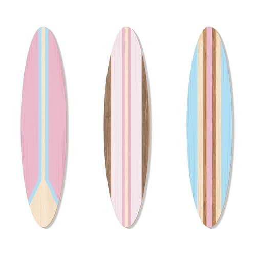 Zzbakress 3 Pieces Cute Surfboard Wall Decor Beachy Room Decoration Wood Surfboard Wall Hanging Sign Beach Themed Room Decor Room Decor for Living Room Bedroom Bathroom (Medium)