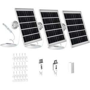 7W Solar Panel for Eufy Camera Compatible with Eufycam 2C/2C Pro/2/2 Pro/E20/E40/E, USB Solar Panel with USB-C Port Outdoor Camera, 9.8ft Cable with 360 Adjustable Bracket