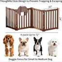 4-Panel Solid Wood Dog Gate - Freestanding Folding Pet Gate for Doorways, Stairs, Indoor, 24" Height, No Installation Needed, Walnut