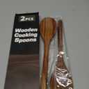 2PCS Wooden Spoons for Cooking, Natural Acacia Wood Cooking Spoons, Large Serving Spoons for Nonstick Cookware, Heat Resistant Durable Wooden Kitchen Utensils for Mixing Salad, Serving and Stirring