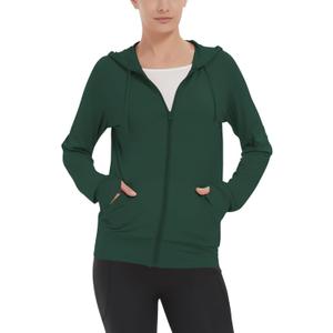 LETAOTAO Womens' Lightweight Zip Up Hoodies Stretch Thin Summer Jackets For Women (X-Large, Green)