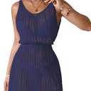 BreathSunny Womens Bathing Suit Crochet Cover Up Swimsuit Beach V Neck Bikini Knit Coverups Vacation Resort Mini Dress (Purple, L)