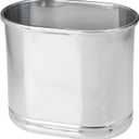 mDesign Small Metal Oval 2.5 Gallon Trash Can, Decorative Wastebasket, Garbage Trashcan DustBin for Bathroom, Bedroom, Bedroom, Kitchen, Office, Waste, Refuse, Recycling, Vivi Collection, Chrome