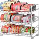 SUFAUY 3 Tier Can Organizer for Pantry, Holds 36 Cans, Heavy Duty Metal, White (12.5"D x 16.5"W x 14"H)